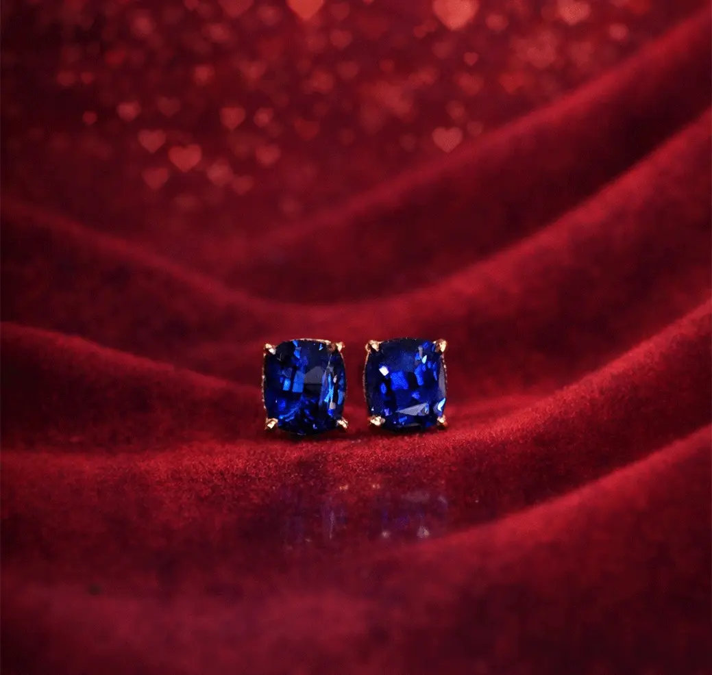 VELOS design Royal Blue Sapphire Stud Earrings