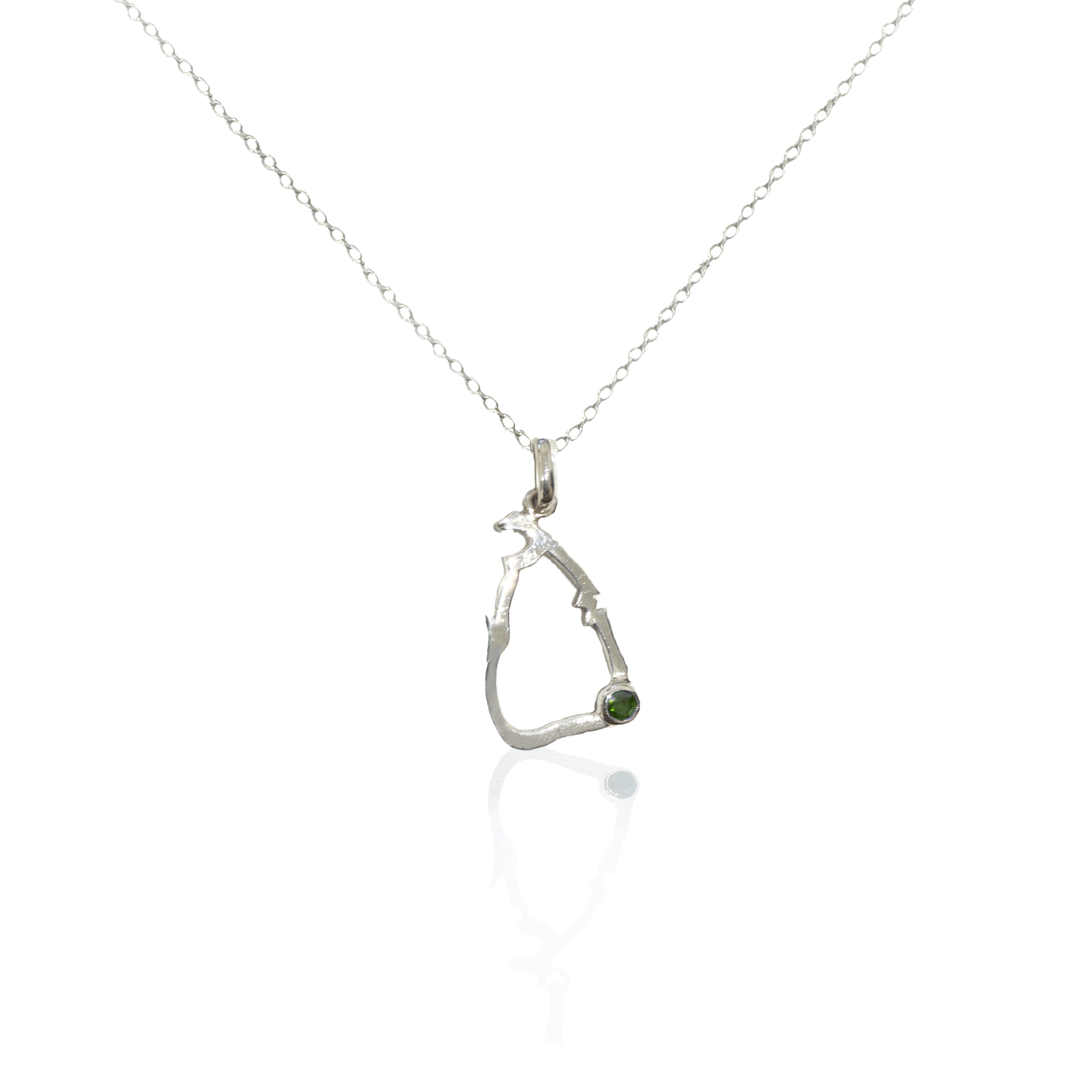 VELOS Designed - Sri Lankan Map Pendant with Tourmaline Gemstone (Handmade)